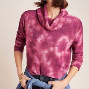Anthropologie Maeve Pink Tie Dye Thermal Long Sleeve Tunic Size M